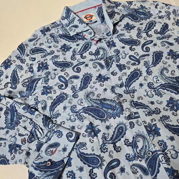 Jermyn & Bond Modern Fit Long Sleeve Button Down Paisley Shirt Men's Size XL - Picture 3 of 10